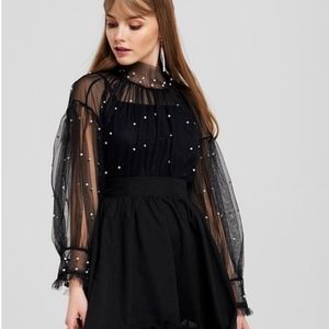 Storets Tops - mesh top with pearls Storets Tops - mesh top with pearls